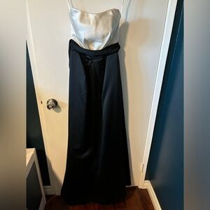 Jim Hjelm formal black and white satin gown